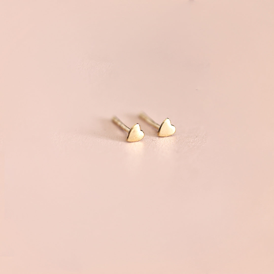Heart Stud Earrings Gold Plated