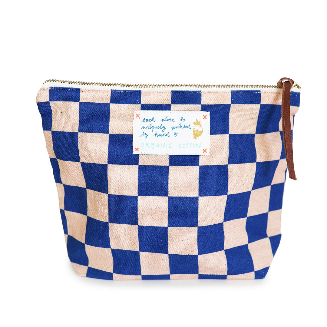 *Check Rose Blue* Organic Cotton Pouch