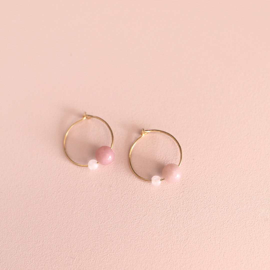 Earring with gemstones *Rose Moon gold plated