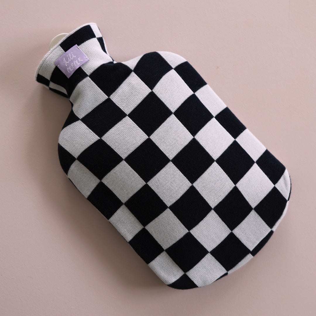 Hot water bottle *Check Dark Blue Light Blue