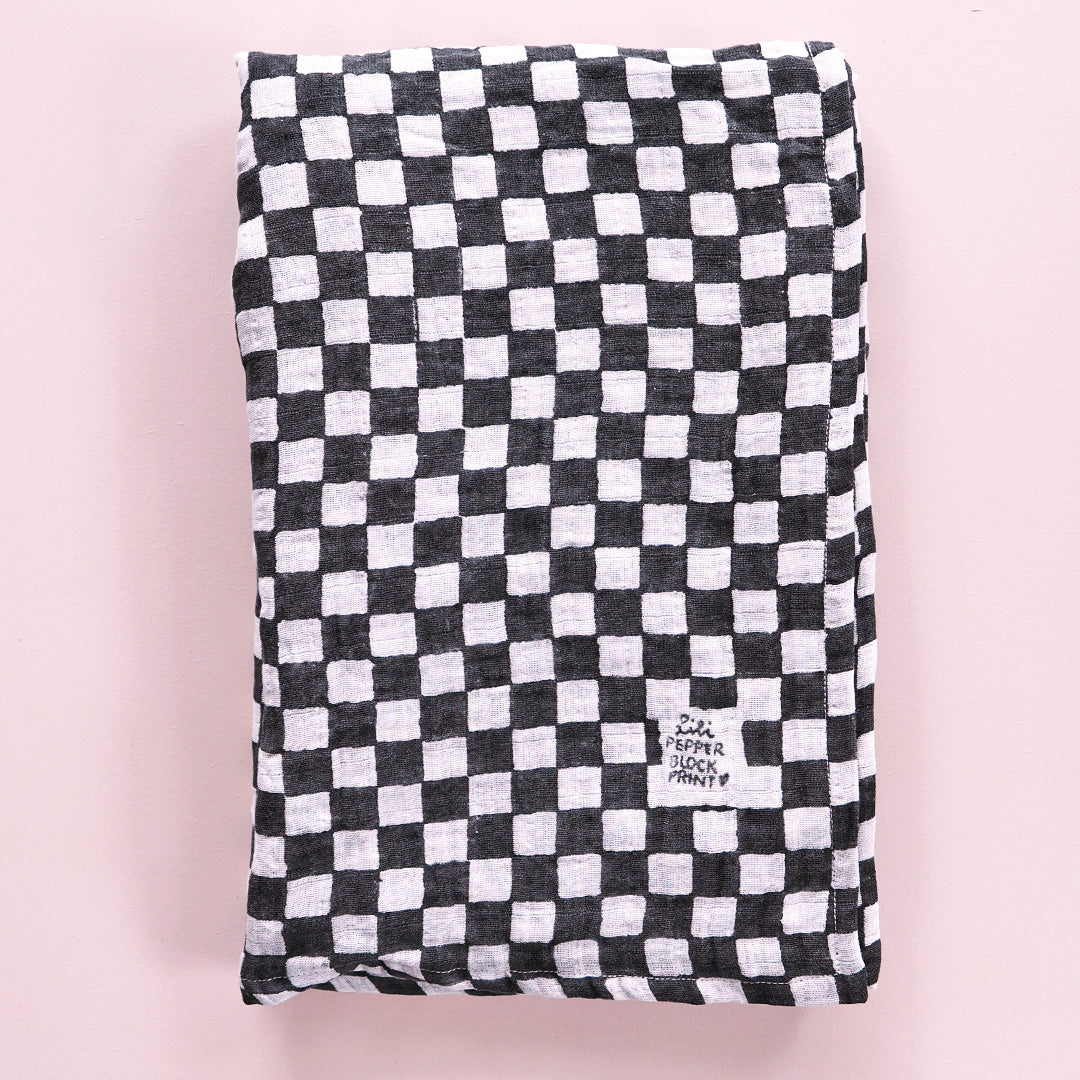 Pareo *Check Black Offwhite