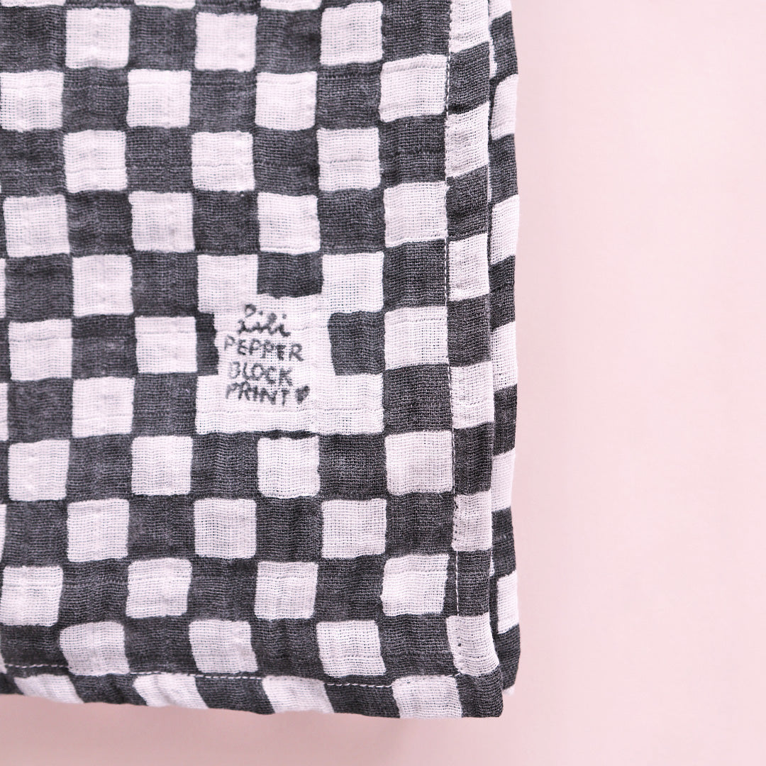 Pareo *Check Black Offwhite