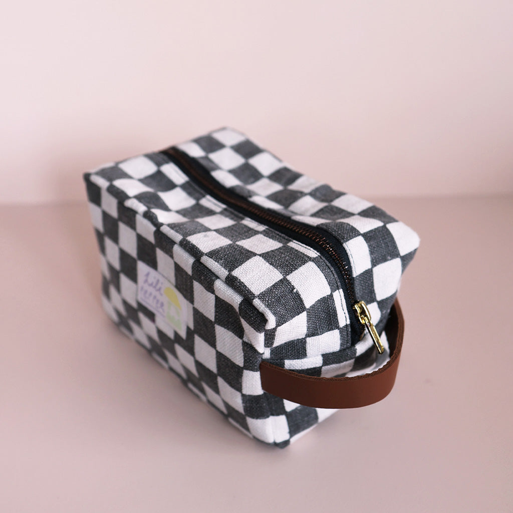 Blockprint pouch *Check Black White