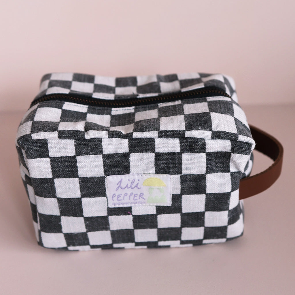 Blockprint pouch *Check Black White