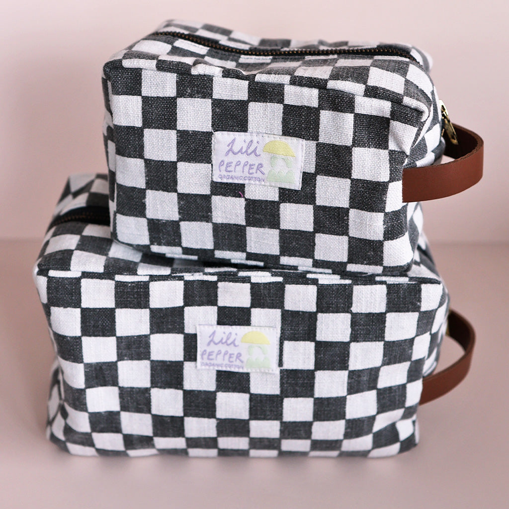 Blockprint pouch *Check Black White