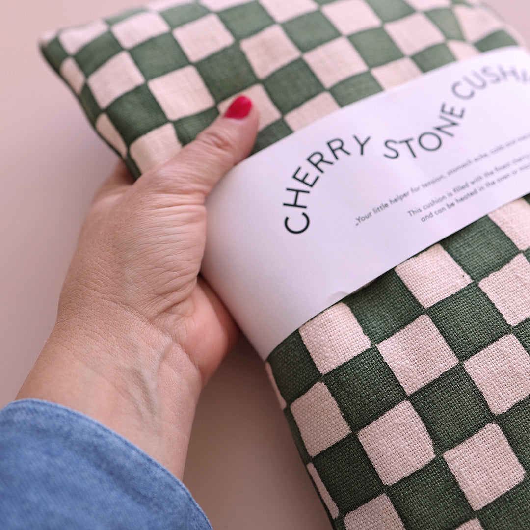 Kirschkernkissen *Check Rose Green