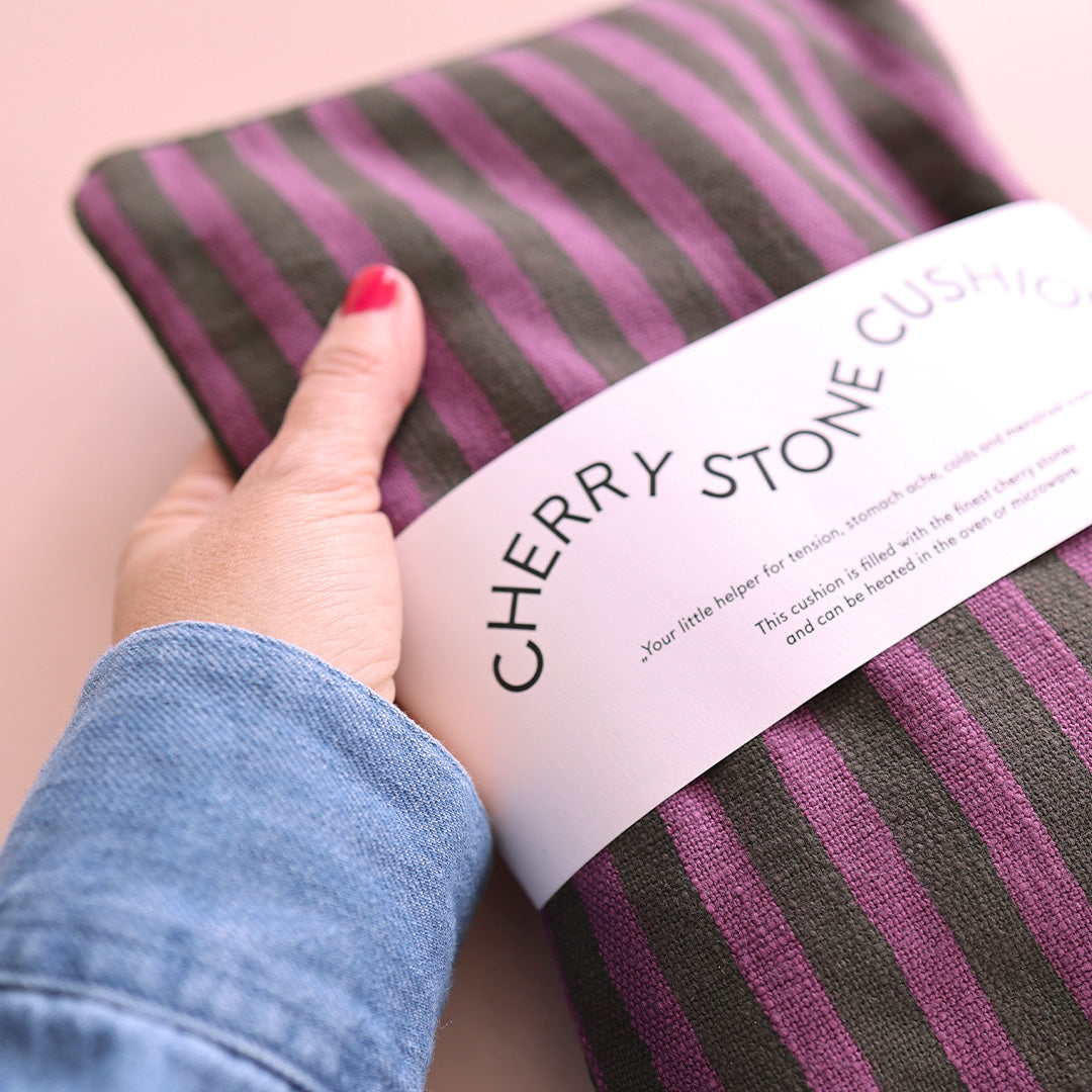 Cherry stone pillow *Stripe Green Purple