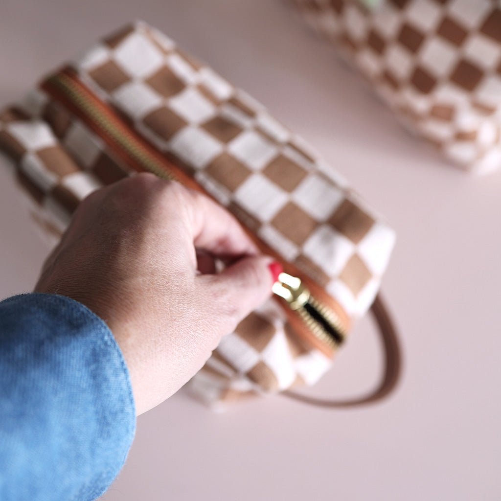 Blockprint pouch *Check Ginger