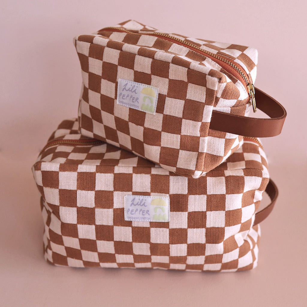 Blockprint pouch *Check Ginger