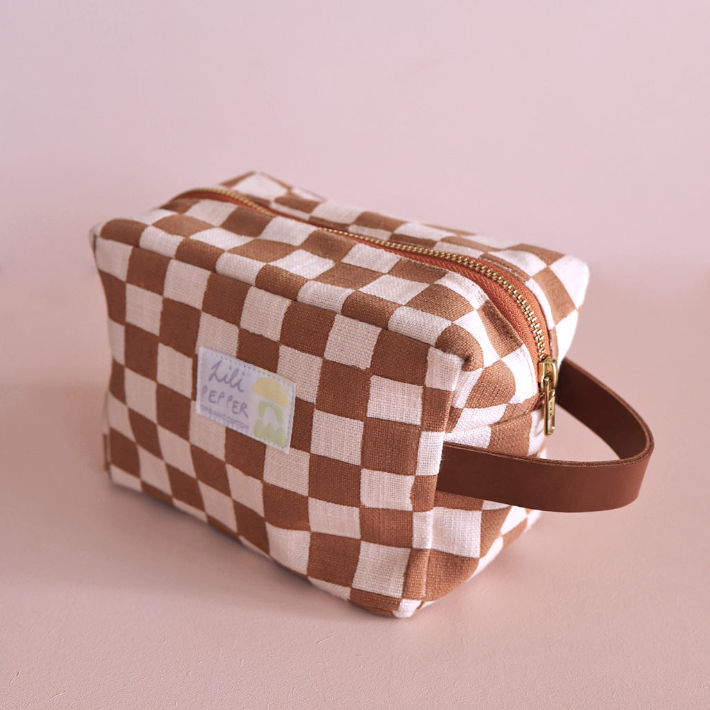 Blockprint pouch *Check Ginger