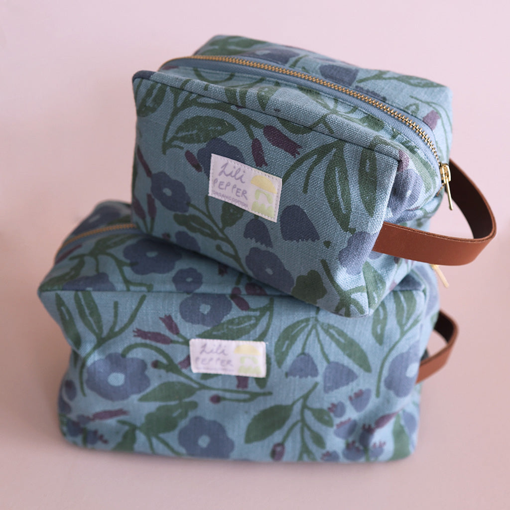 Blockprint pouch *Floral Blue