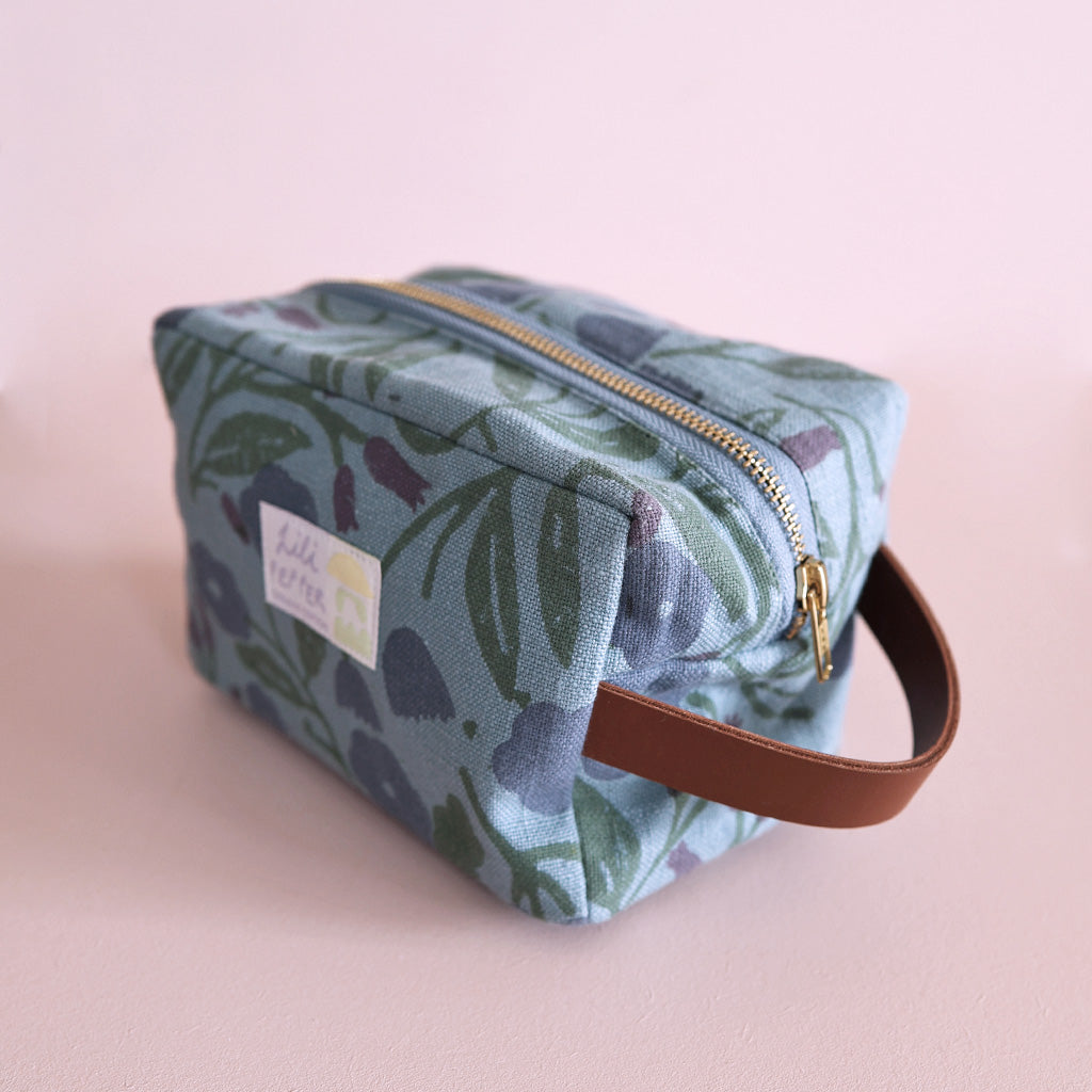 Blockprint pouch *Floral Blue