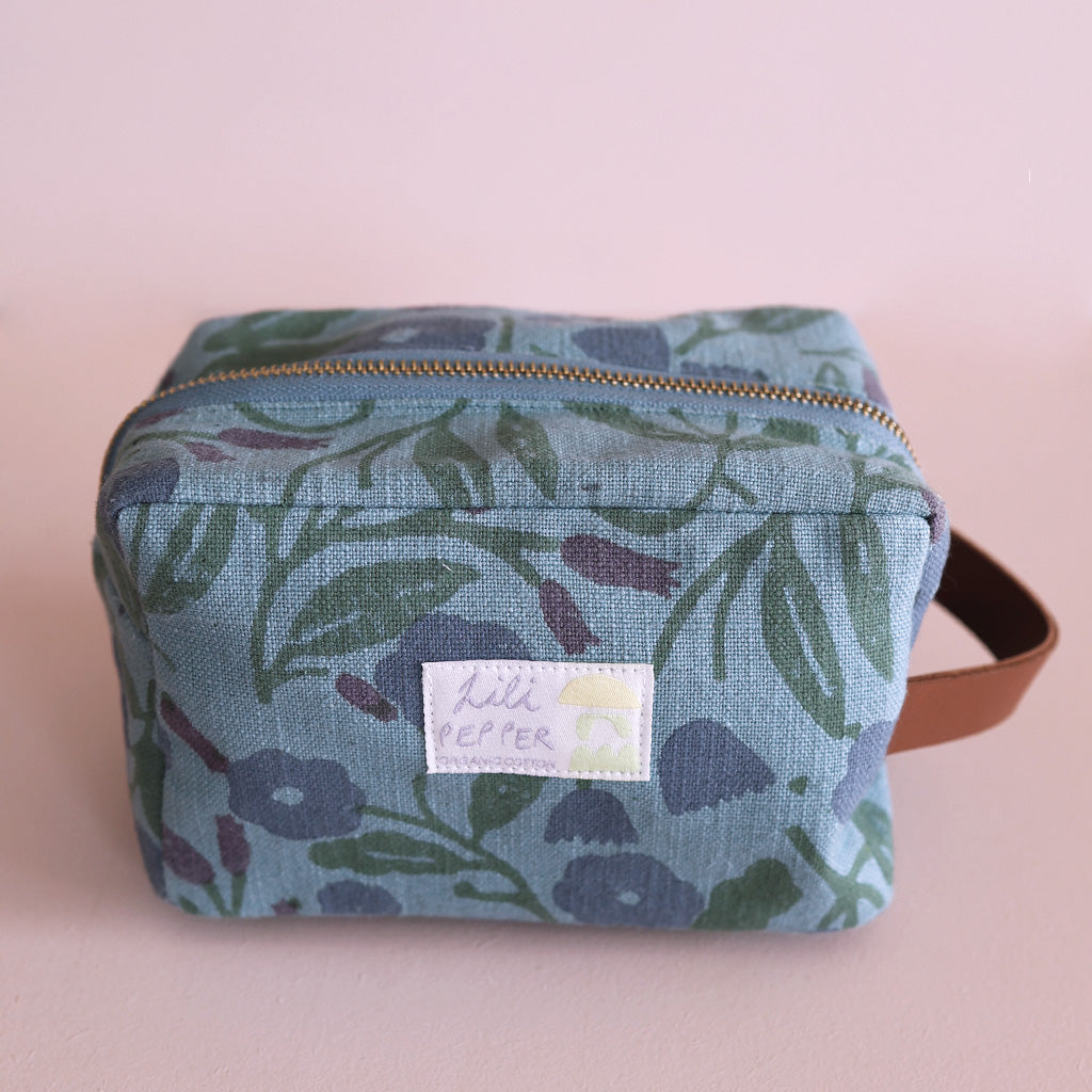 Blockprint pouch *Floral Blue
