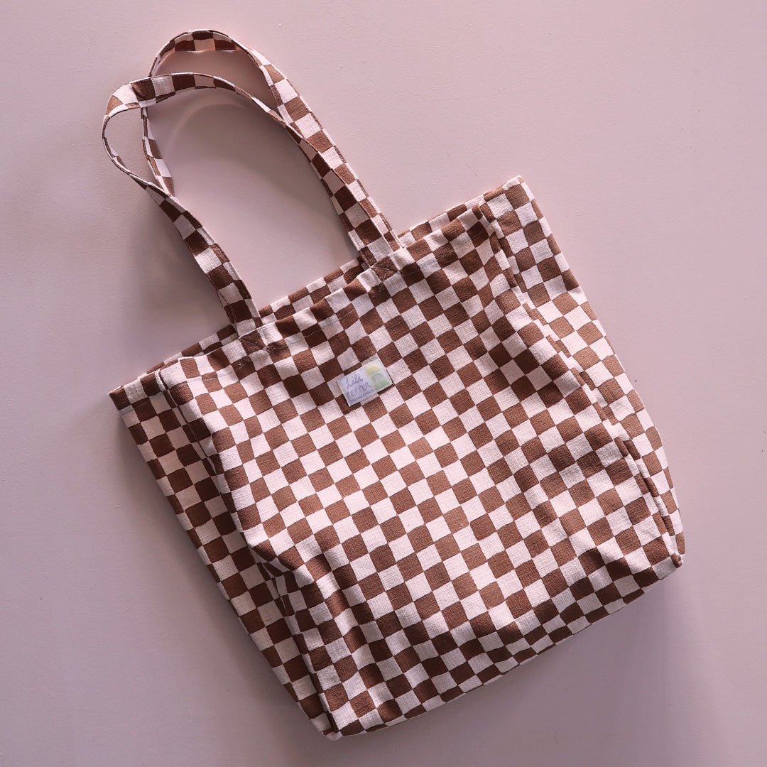 Handprinted Tote Bag *Check Ginger