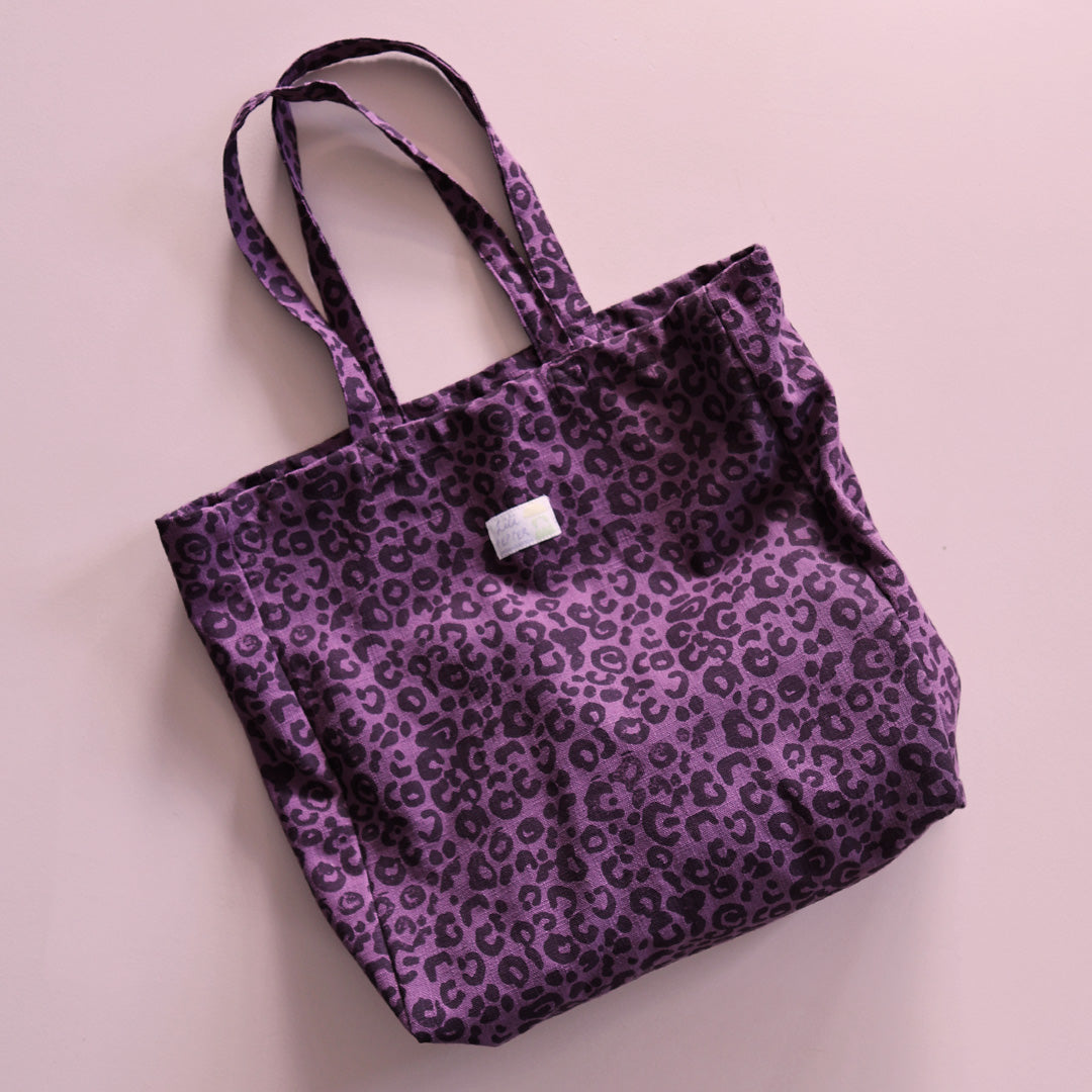 Handprinted Tote Bag *Leo Purple