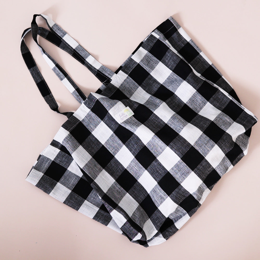 Baumwolltasche *Check Black Big - Lili Pepper