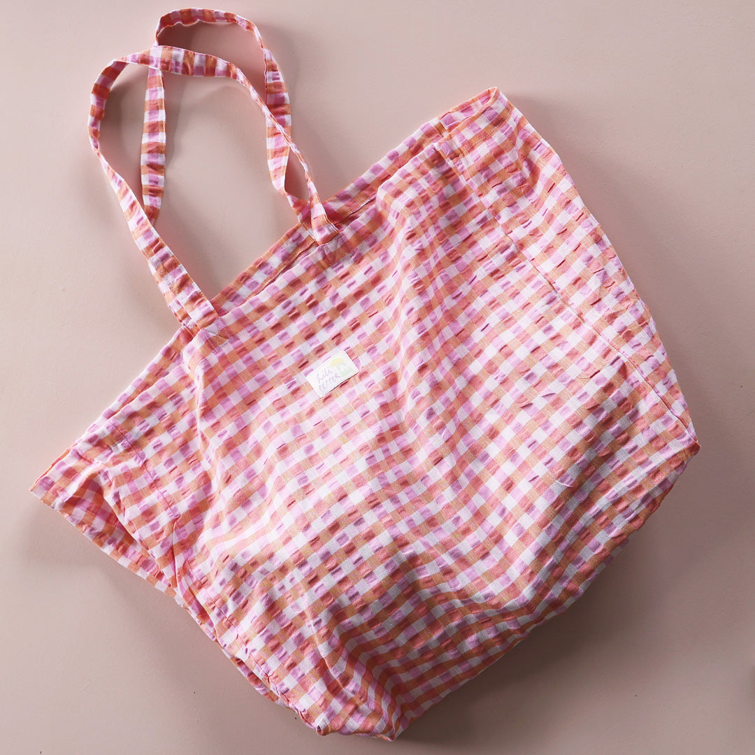 Baumwolltasche *Check Pink Orange - Lili Pepper