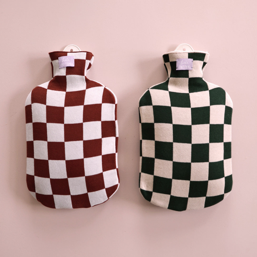 Hot water bottle *Check Green Rose