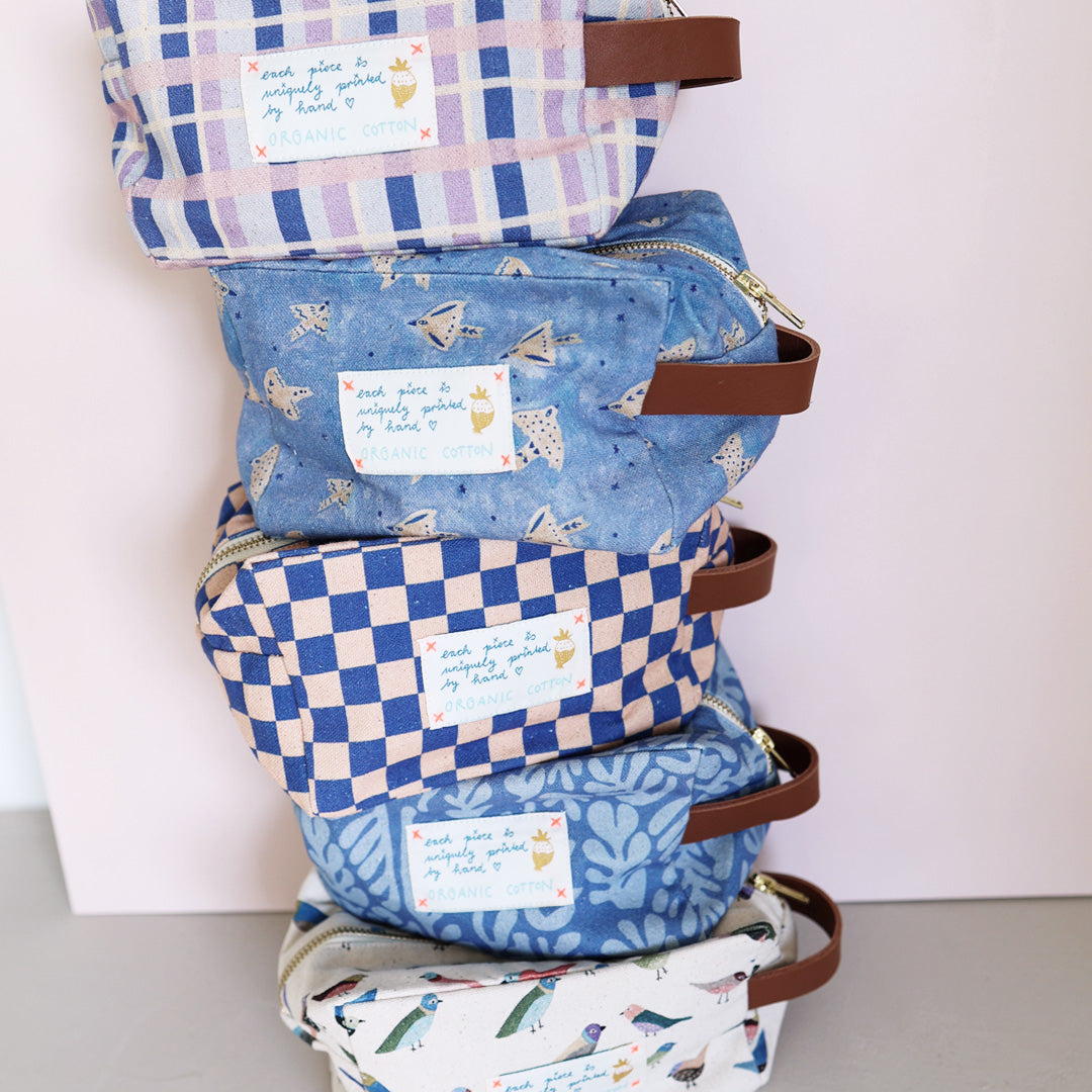 Organic Cotton Pouch *Purple Flowers