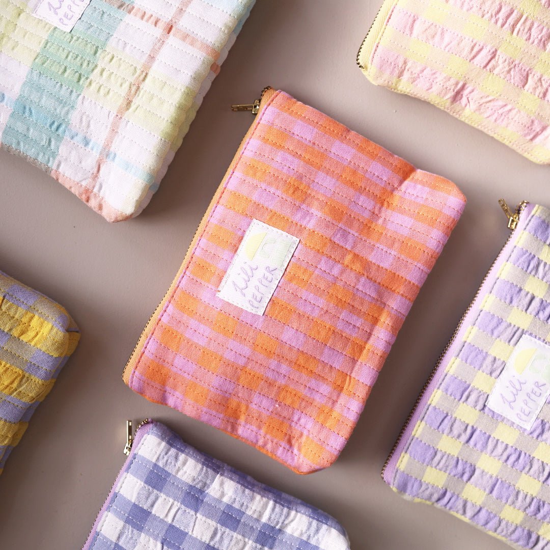 Quilted Pouch *Check Blue Small