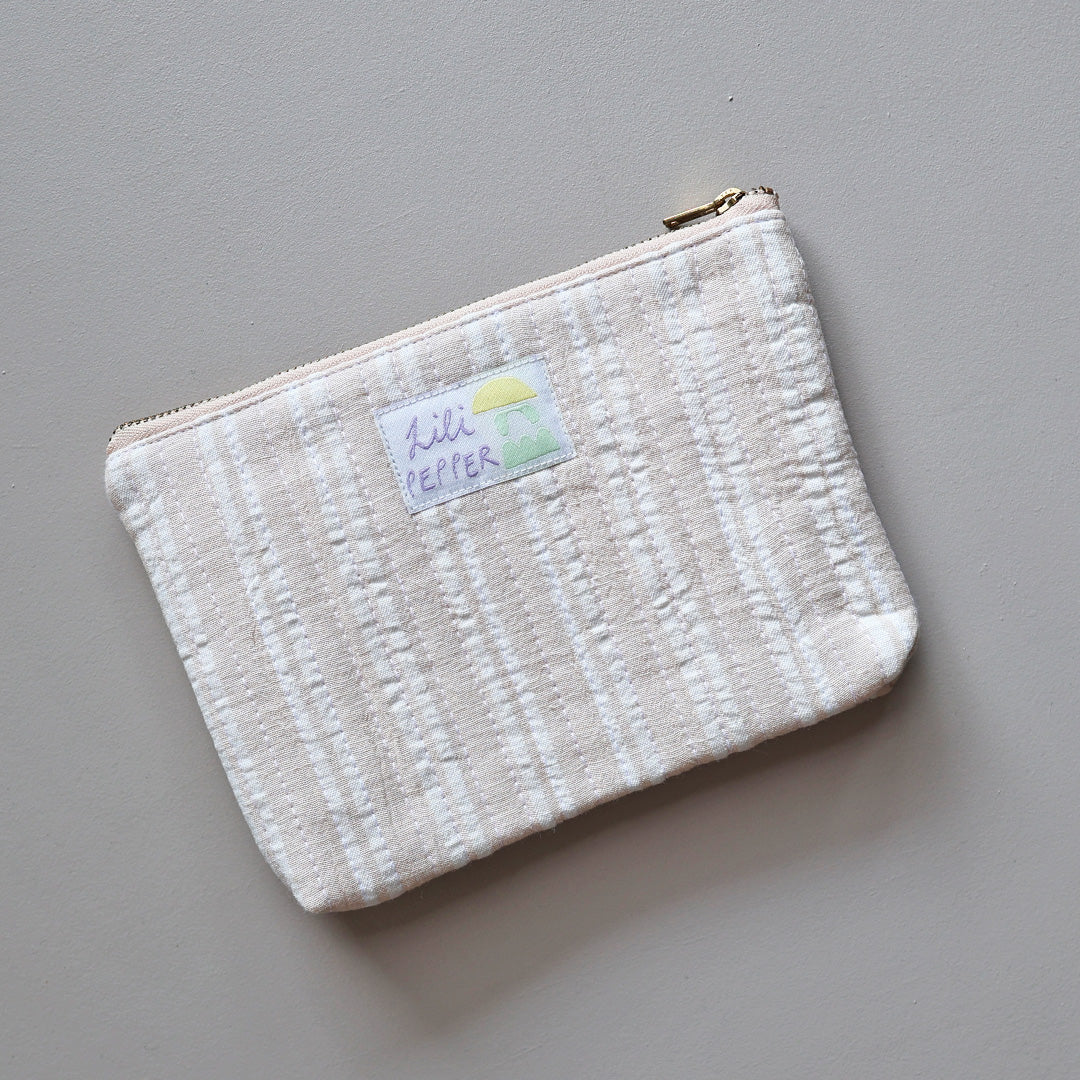 Abgesteppte Pouch *Stripe Beige