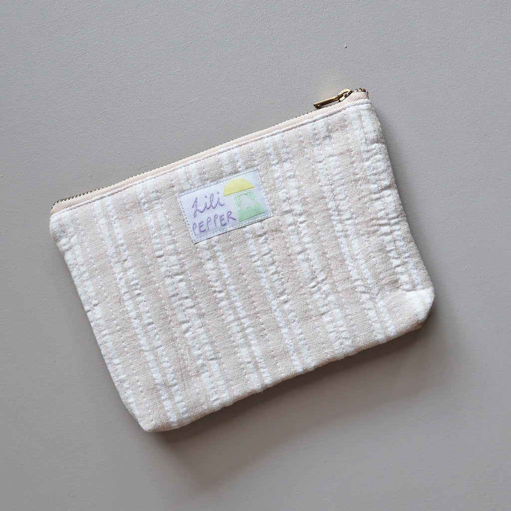 Quilted Pouch *Stripe Beige