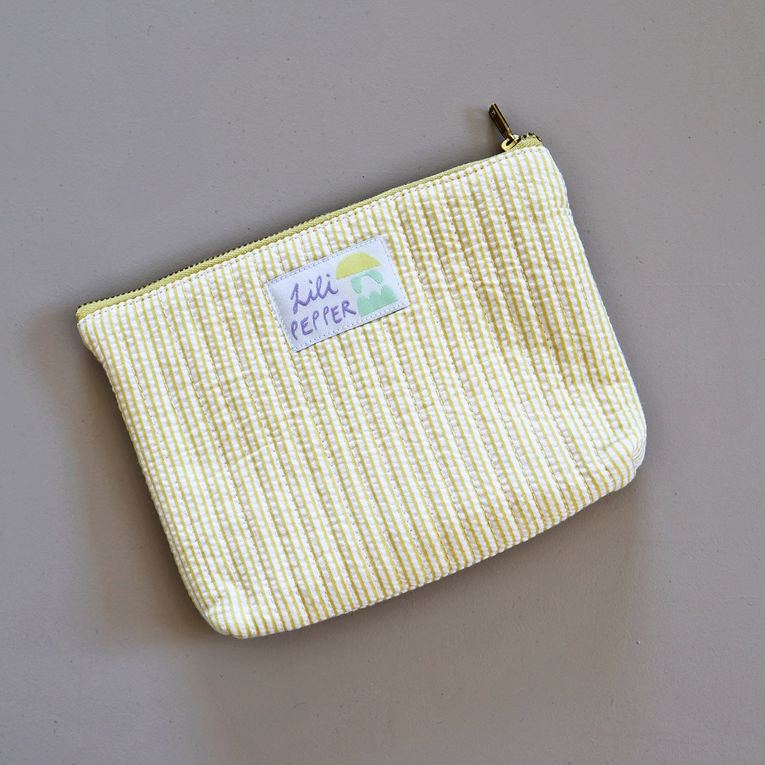 Abgesteppte Pouch *Yellow Stripe