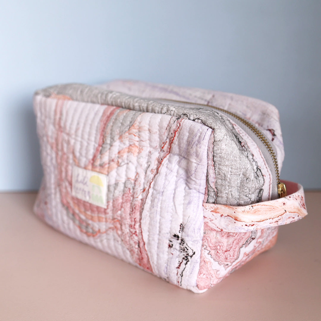 Organic Cotton Pouch *Quilted Marble Rose