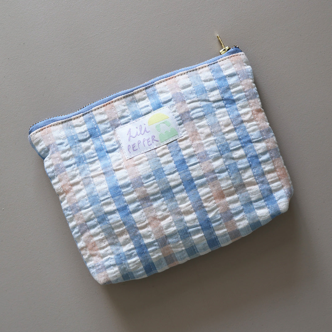 Abgesteppte Pouch *Apricot Blue