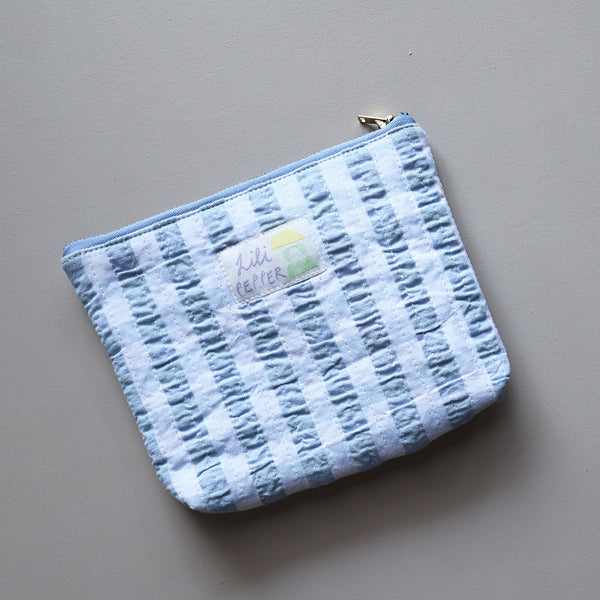 Quilted Pouch *Check Light Blue