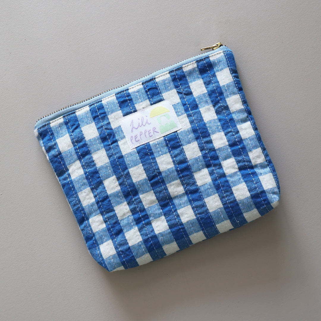 Abgesteppte Pouch *Check Blue