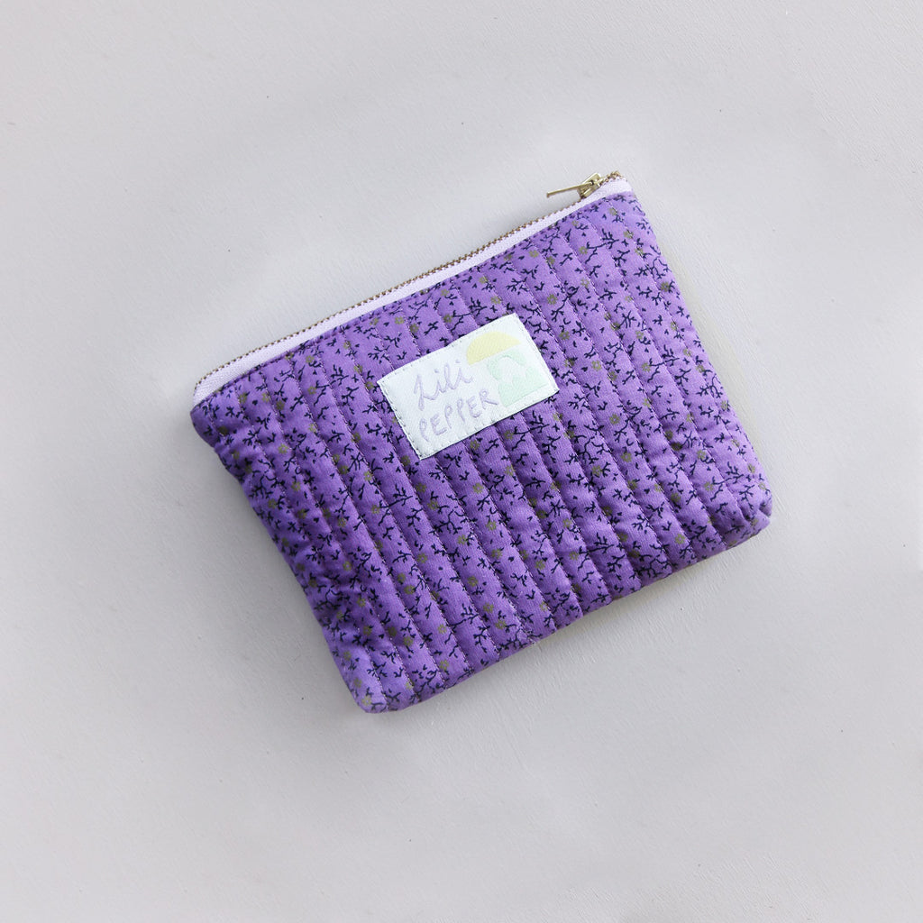 Mini quilted Pouch *Flower Purple