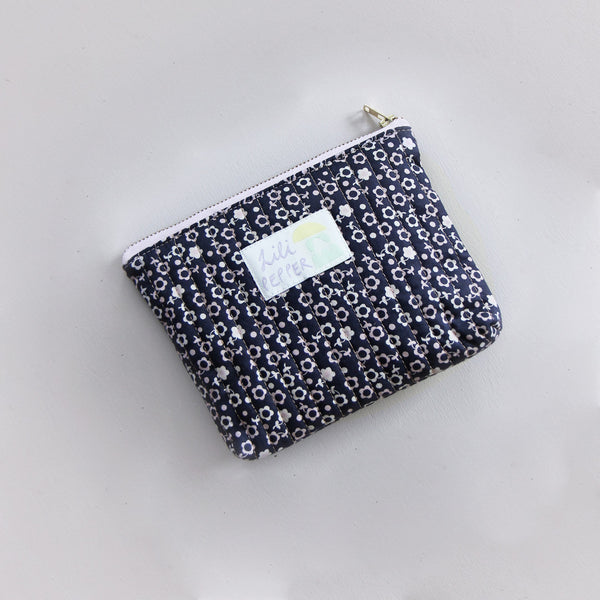 Mini quilted Pouch *Flower Blue Rose