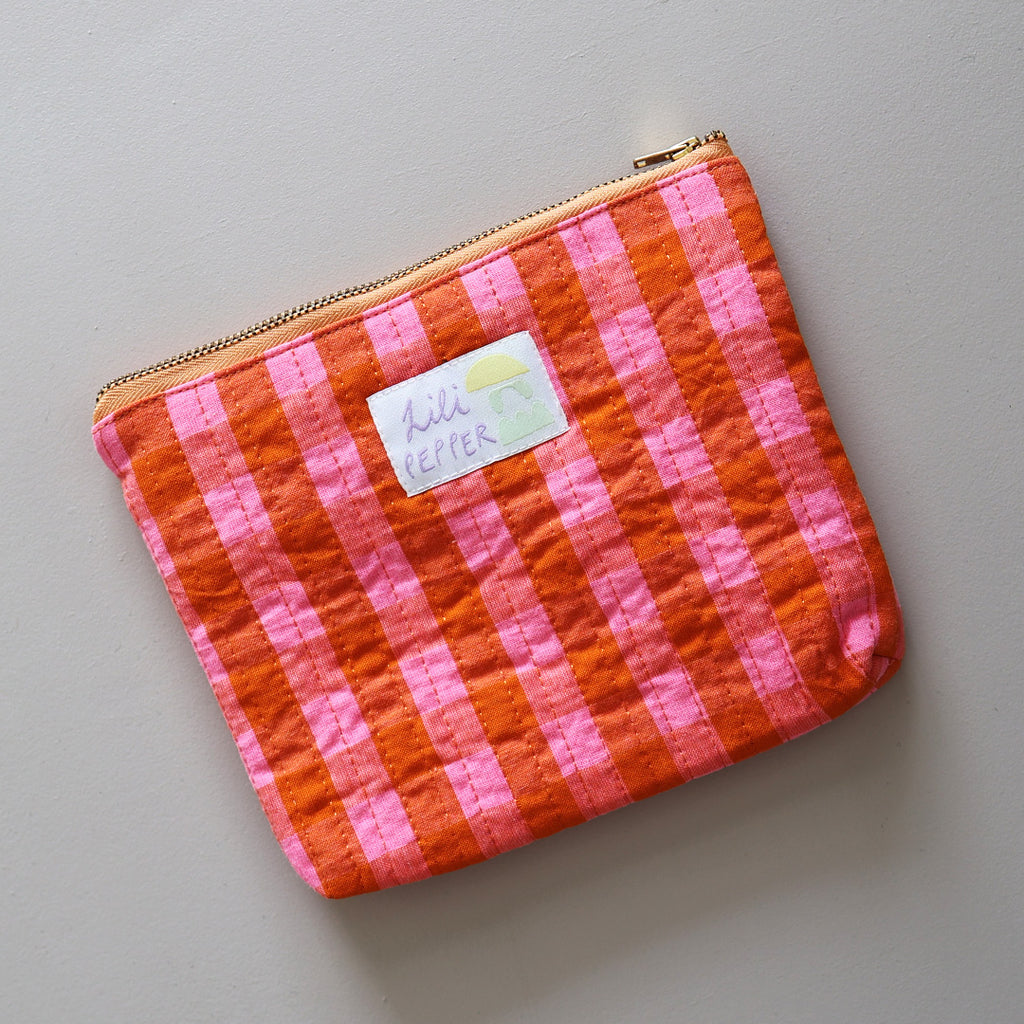 Quilted Pouch *Pink Orange