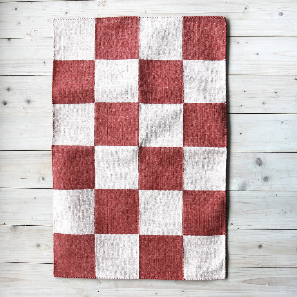 Handwoven Cotton Rug *CHECK CLAY