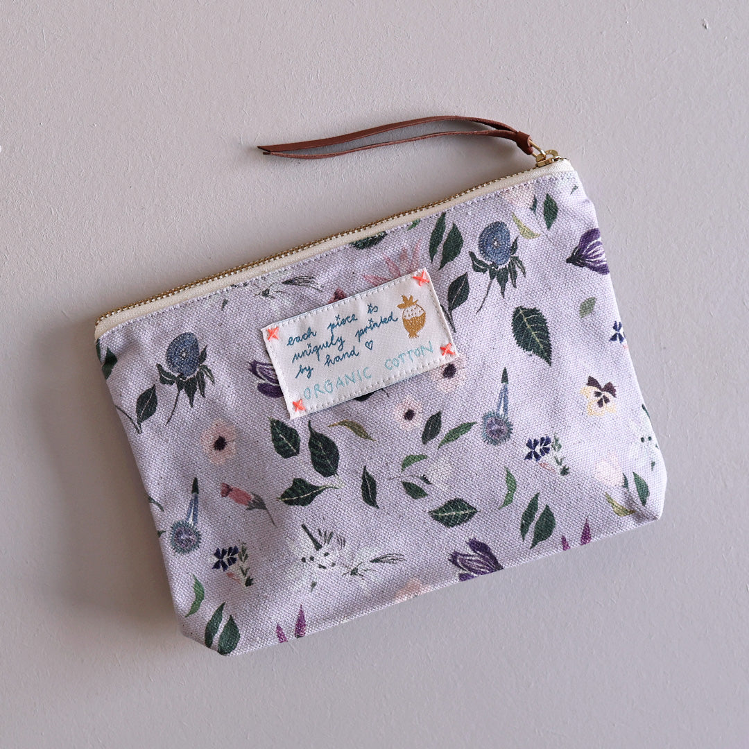 *Purple Flowers* Organic Cotton Pouch