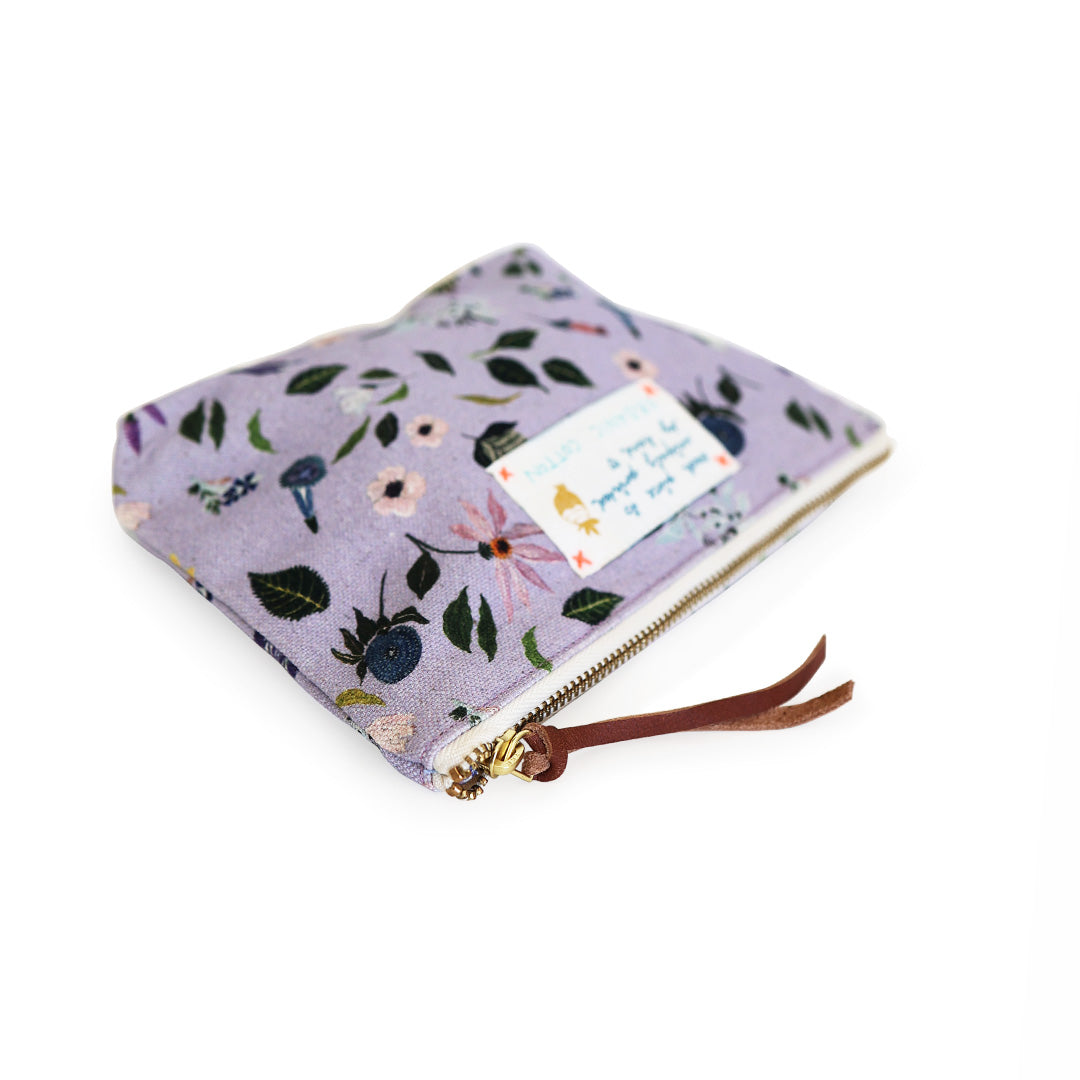 *Purple Flowers* Organic Cotton Pouch