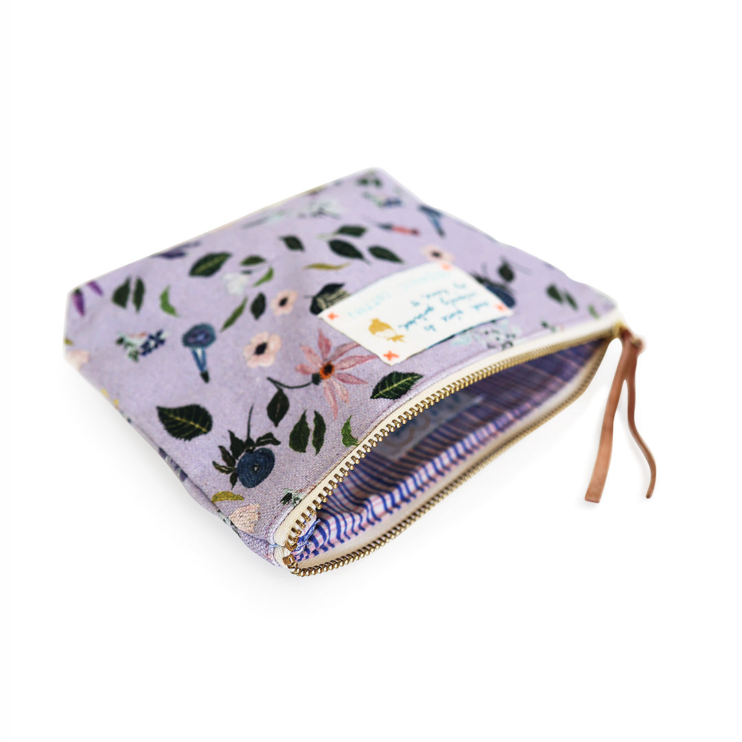 *Purple Flowers* Organic Cotton Pouch