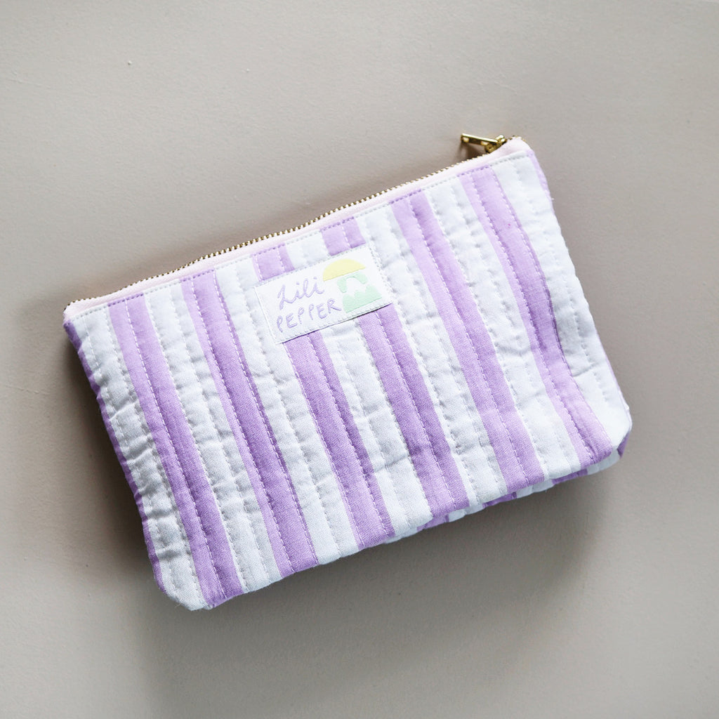 Quilted Pouch *Stripe Purple