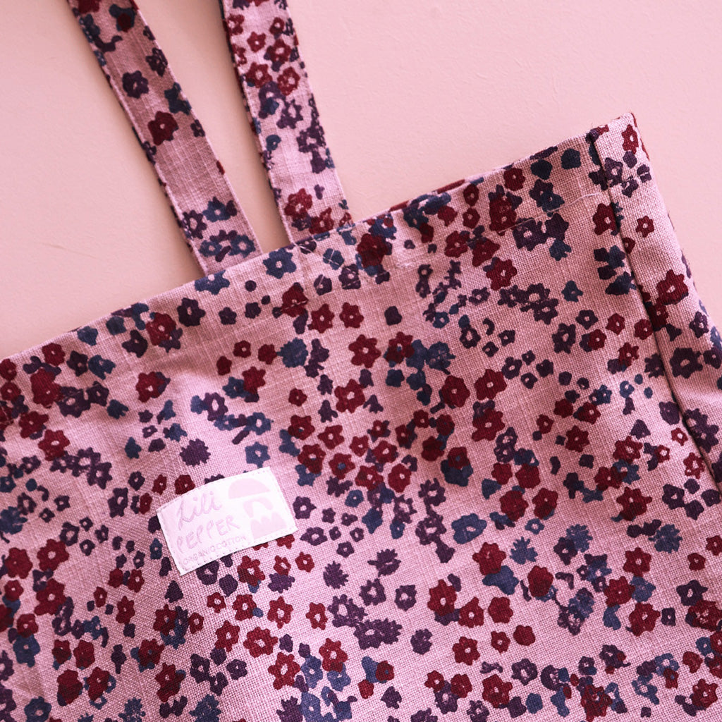 Handprinted tote bag *Fiori