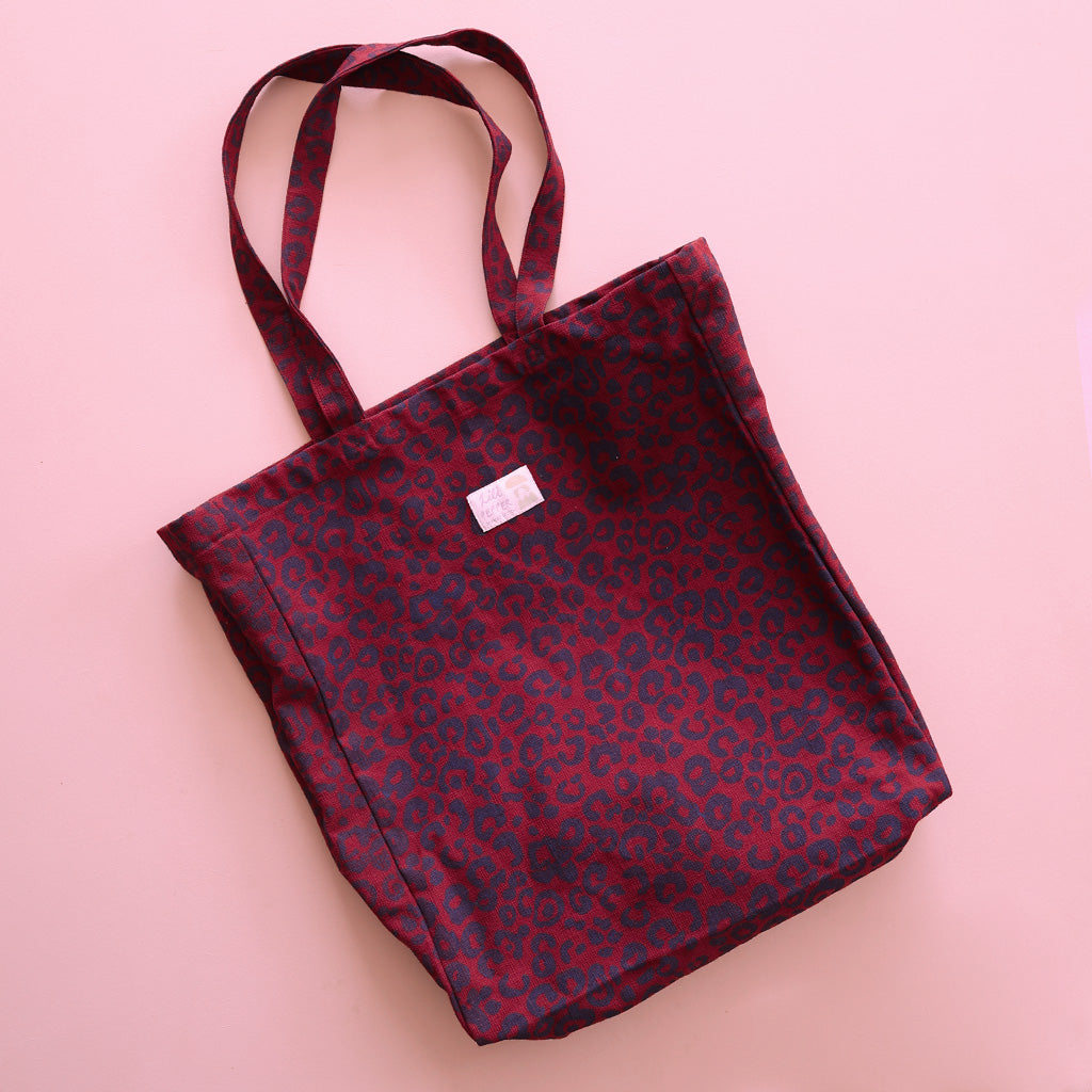 Handprinted tote bag *Leo Red