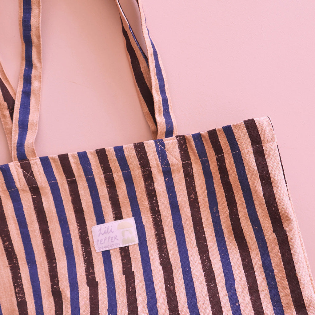 Hand-Printed Tote Bag *Stripe Milan