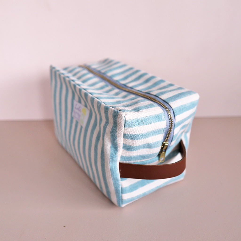 Blockprint Necessaire *Stripe Rose Blue