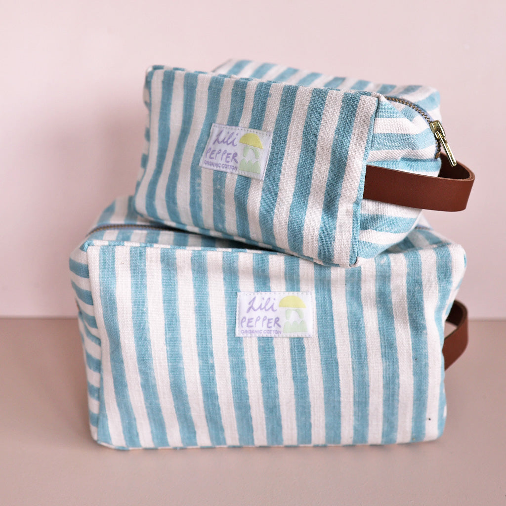 Blockprint Necessaire *Stripe Rose Blue