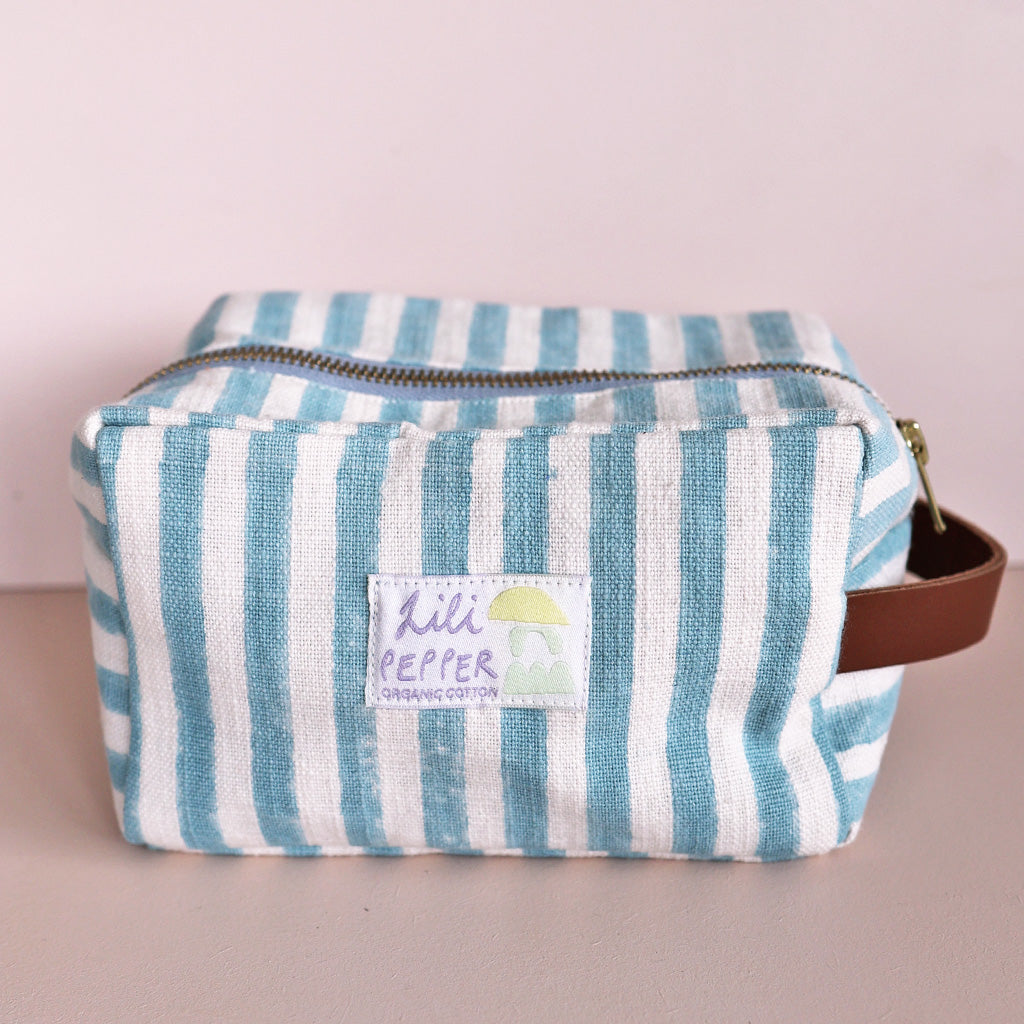 Blockprint Necessaire *Stripe Rose Blue