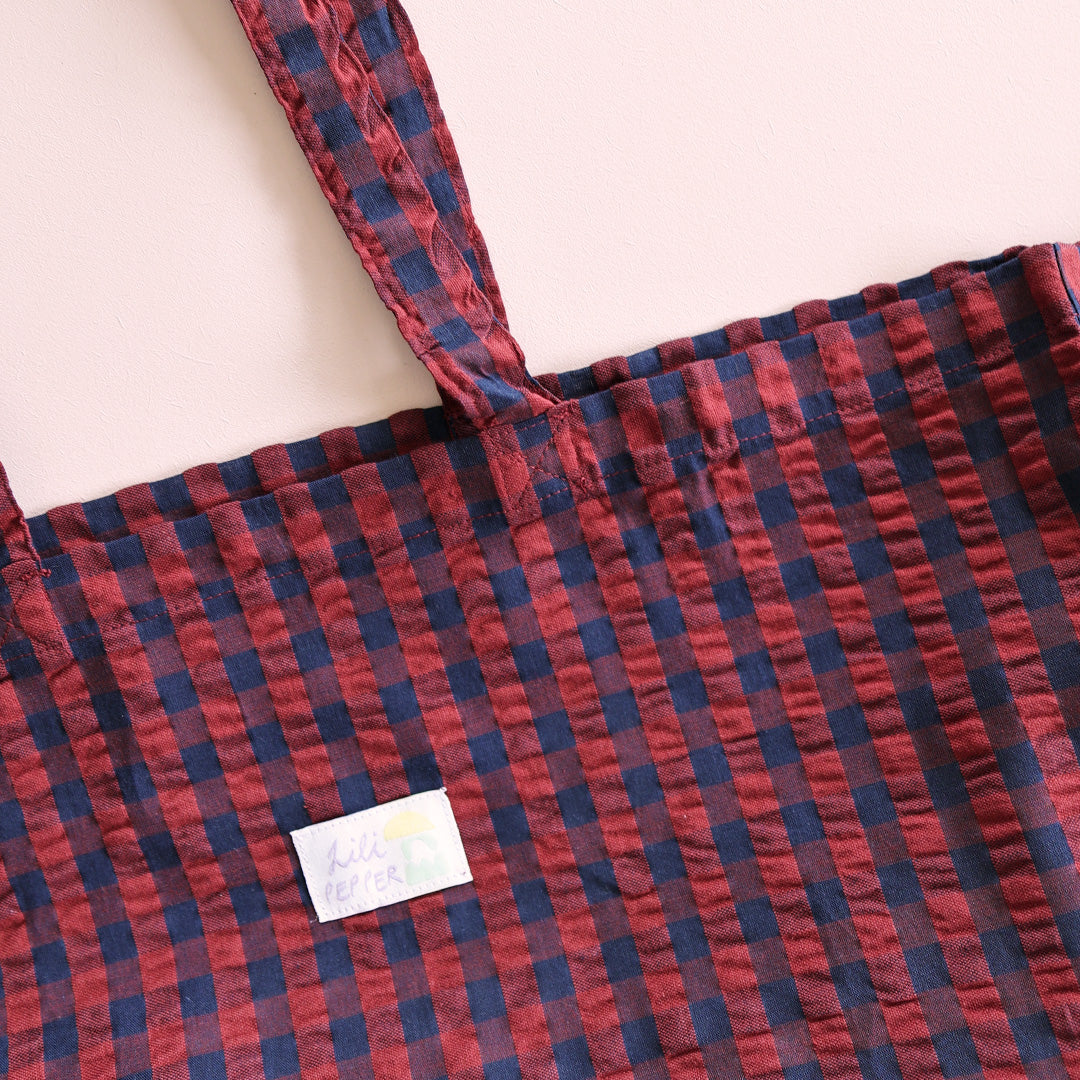 Baumwolltasche *Check Blue Red