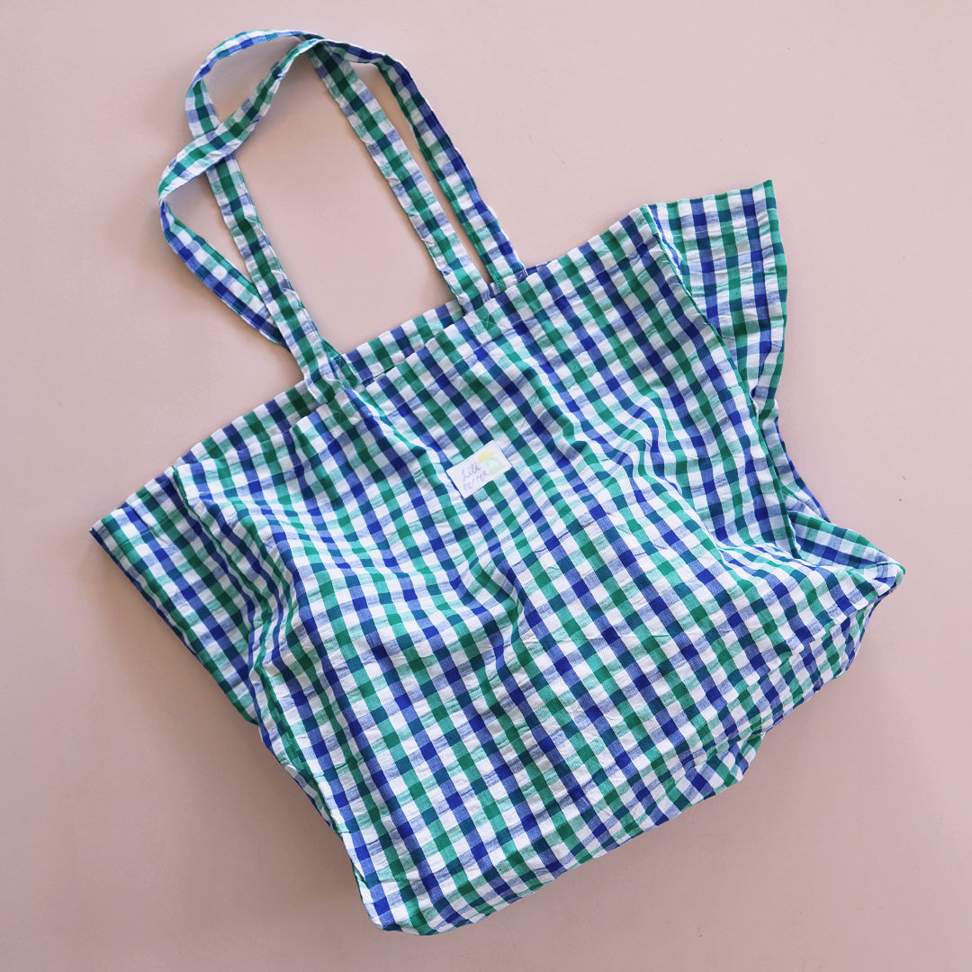 Cotton bag *Check Blue Green