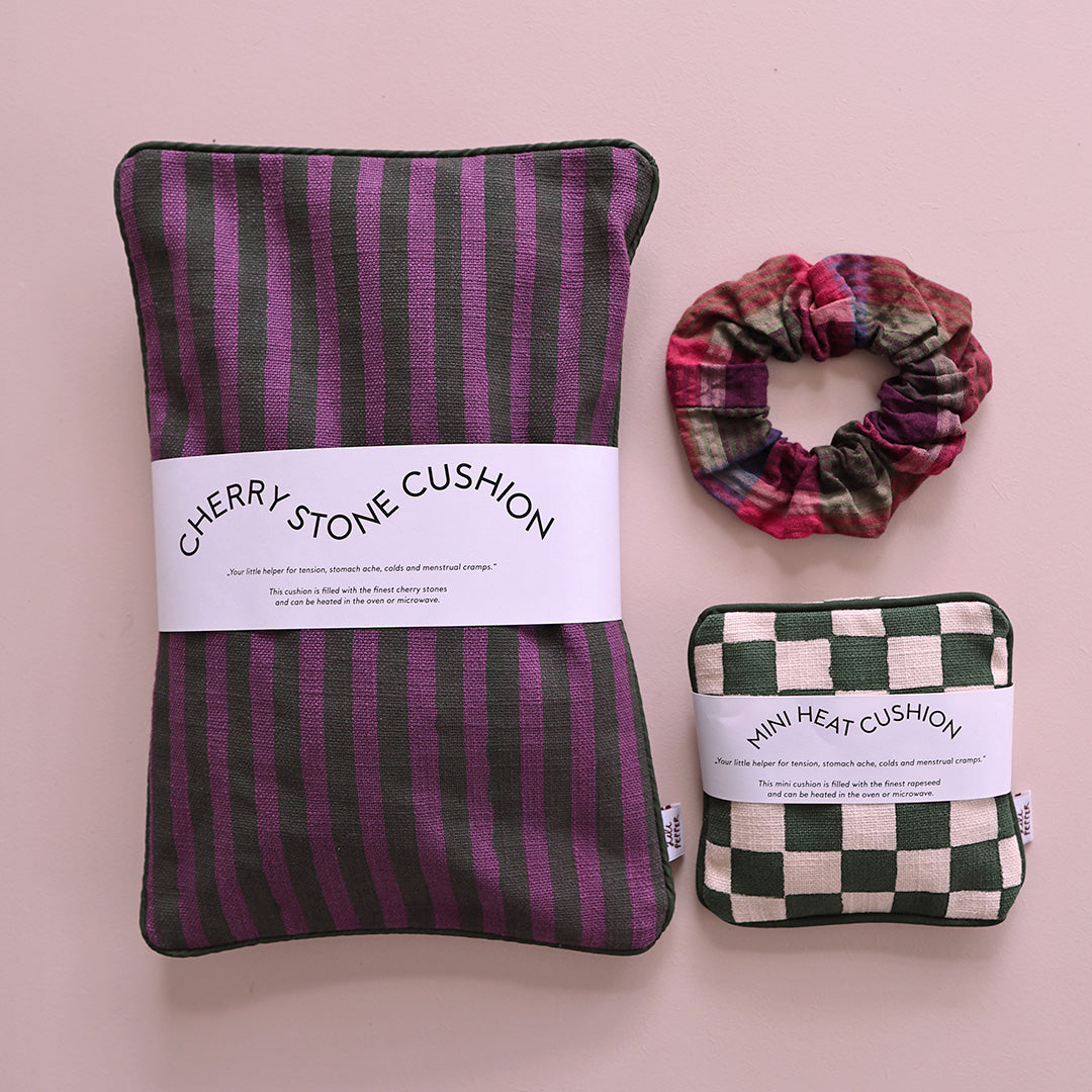 Kirschkernkissen *Stripe Green Purple