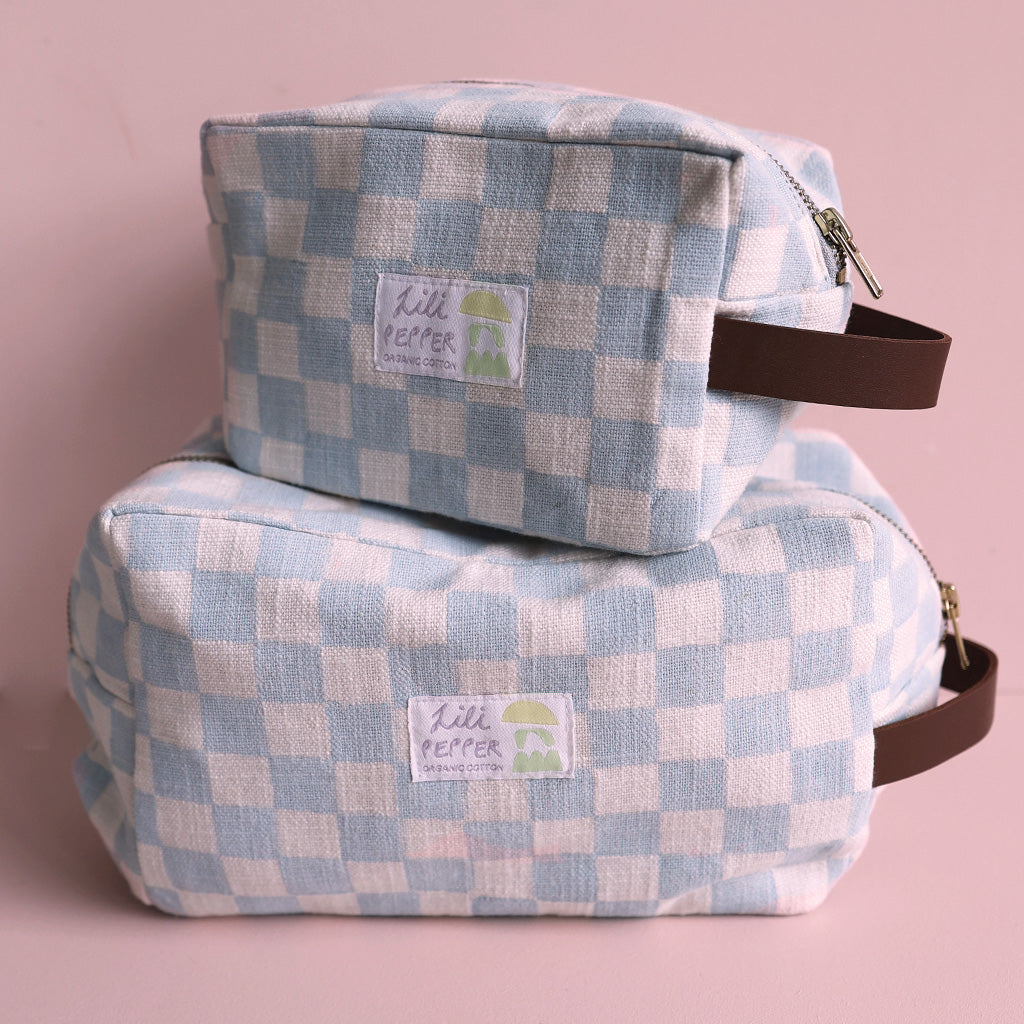 Blockprint Necessaire *Check Light blue