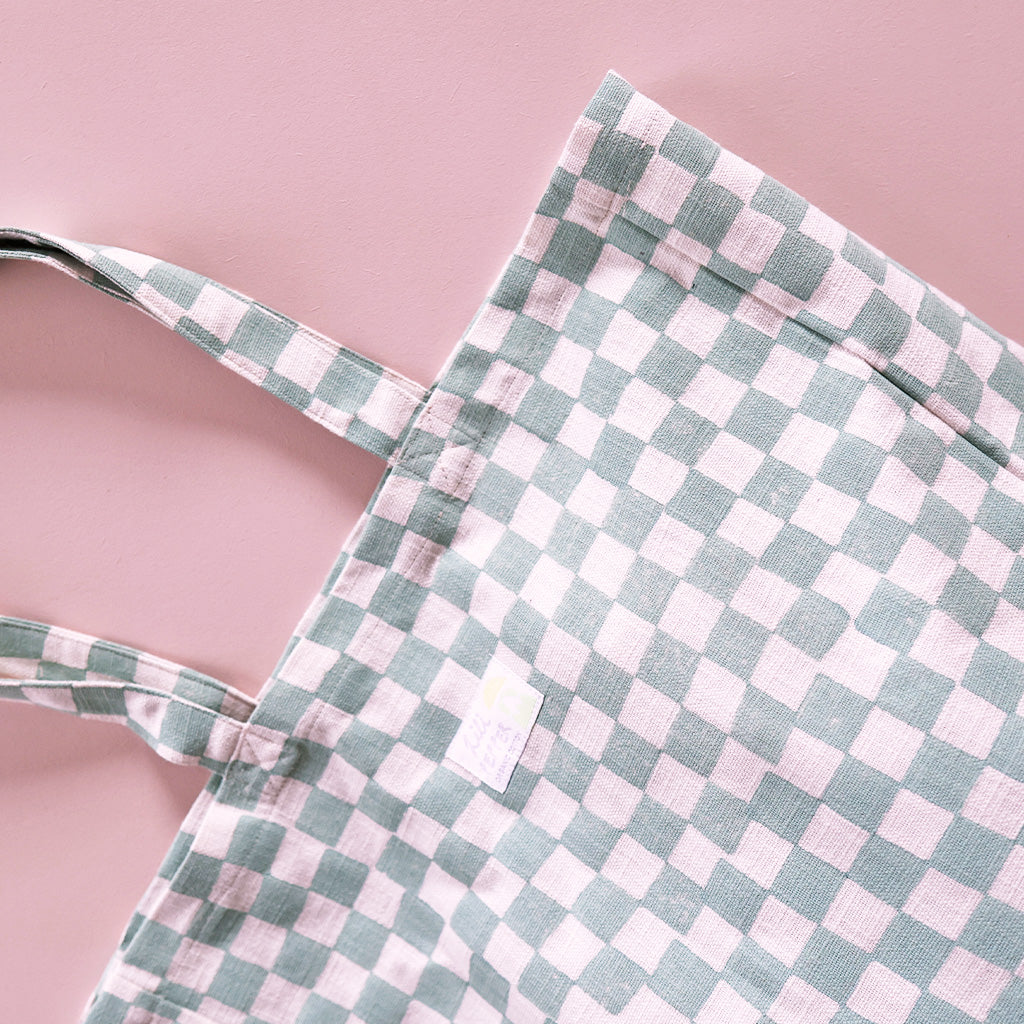 Handbedruckte Tote Bag *Check Green
